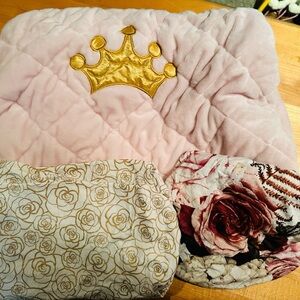 Pink Quilted Blanket with Gold Crown